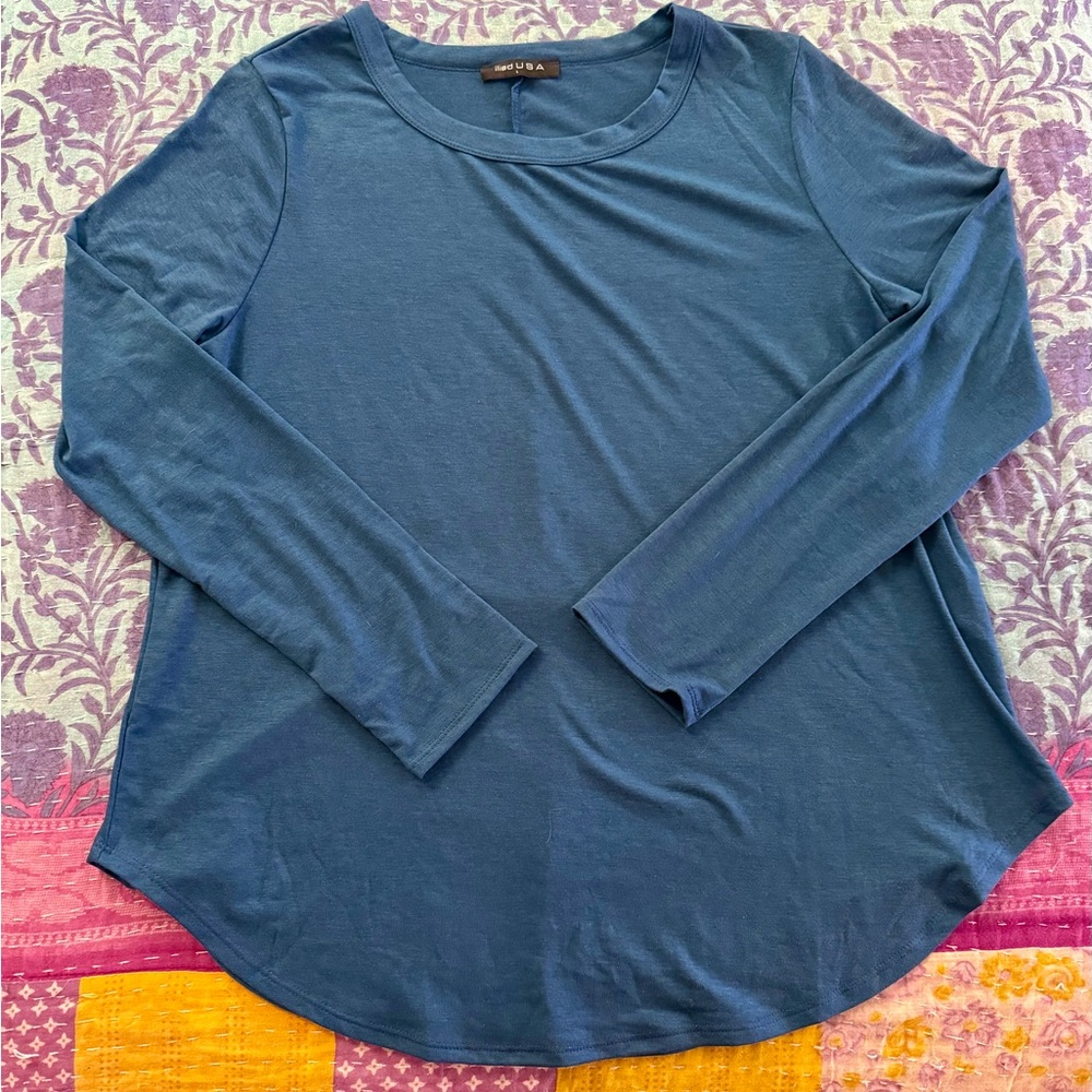 Blue Relaxed Long Sleeve T-Shirt